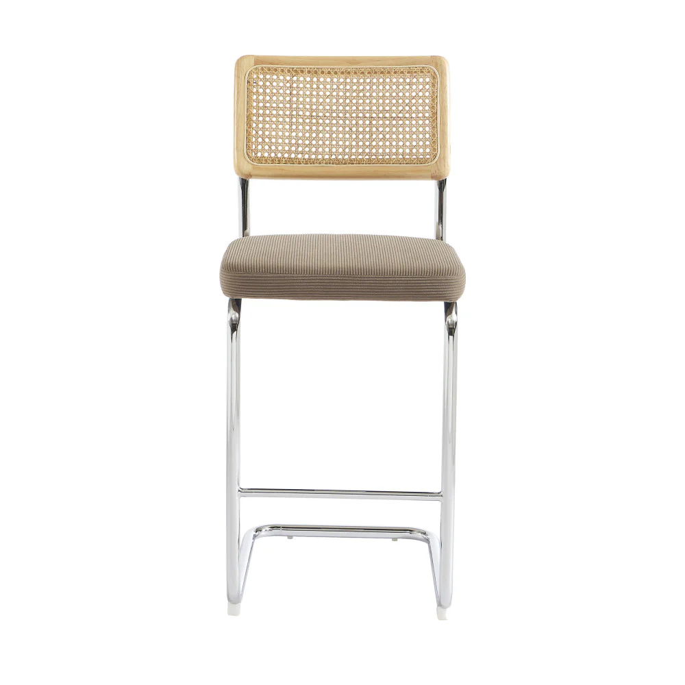 Skana - Lot De 2 Chaises De Bar - Velours Côtelé - Taupe - Image 4