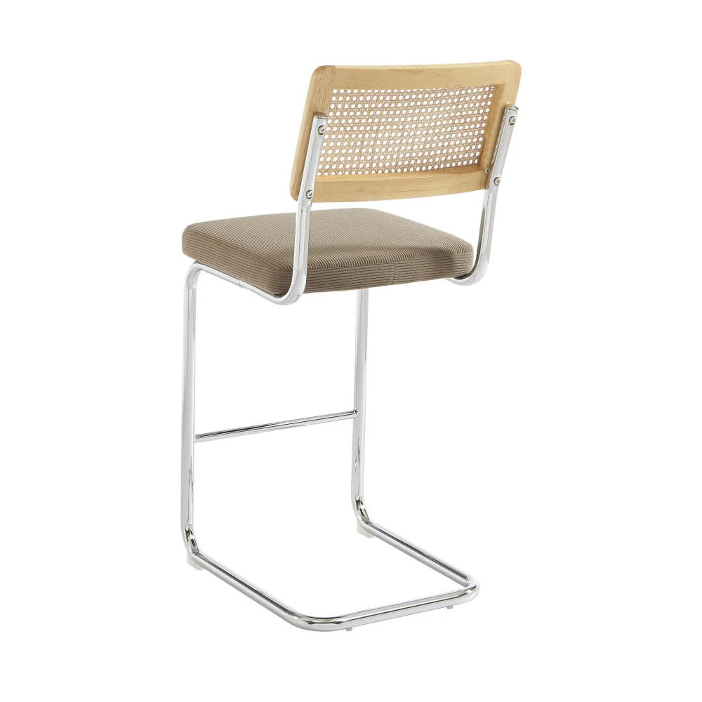 Skana - Lot De 2 Chaises De Bar - Velours Côtelé - Taupe - Image 6