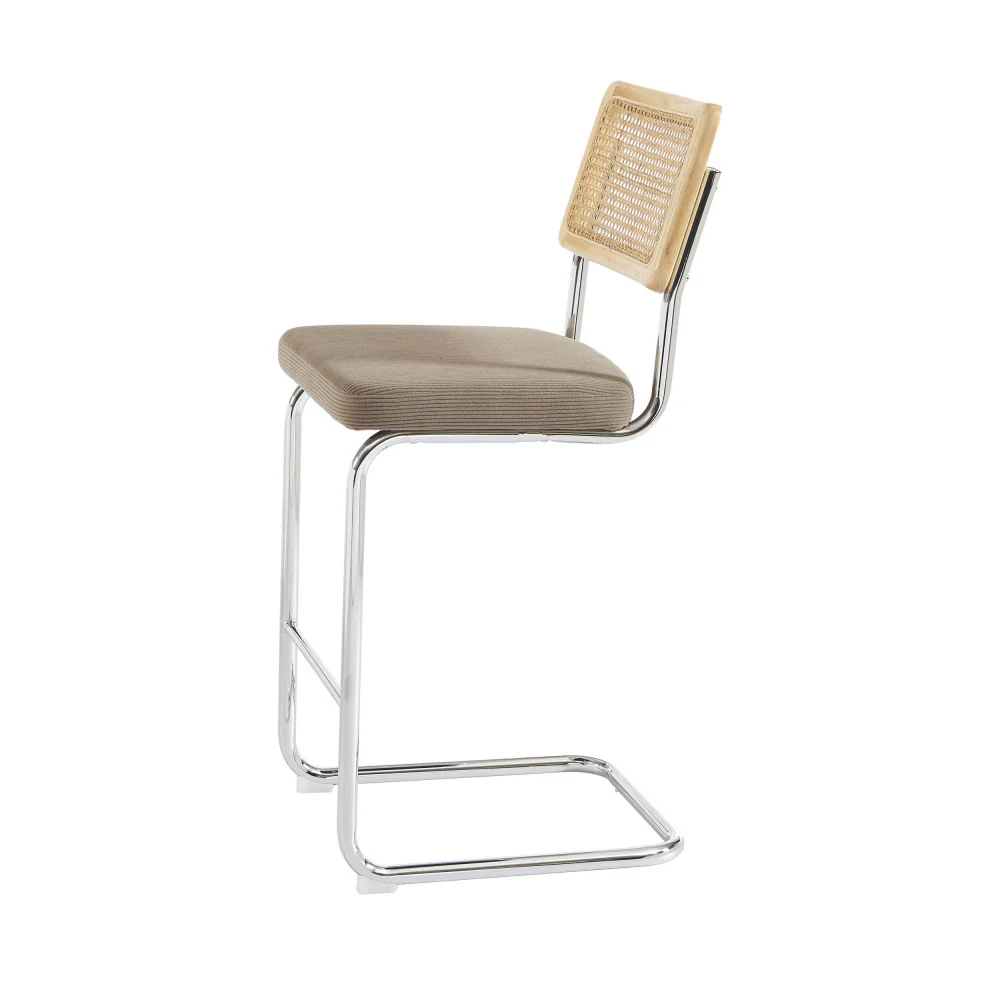 Skana - Lot De 2 Chaises De Bar - Velours Côtelé - Taupe - Image 7