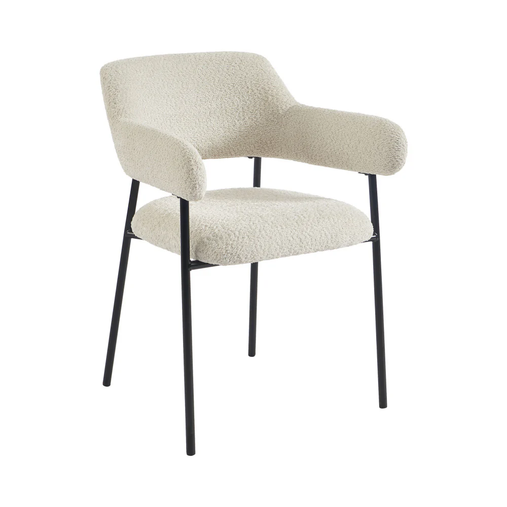 Céleste - Lot De 2 Fauteuils De Table - Tissu & Métal - Écru - Image 3