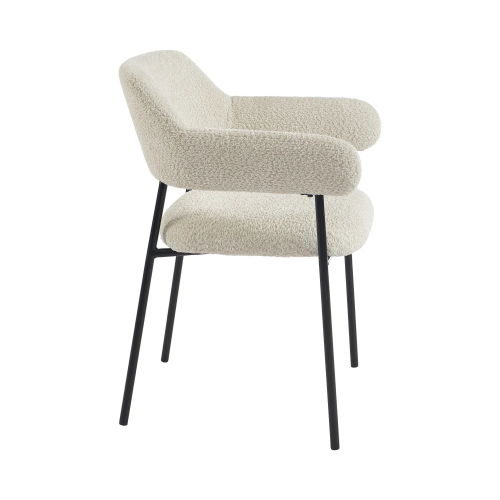 Céleste - Lot De 2 Fauteuils De Table - Tissu & Métal - Écru - Image 4