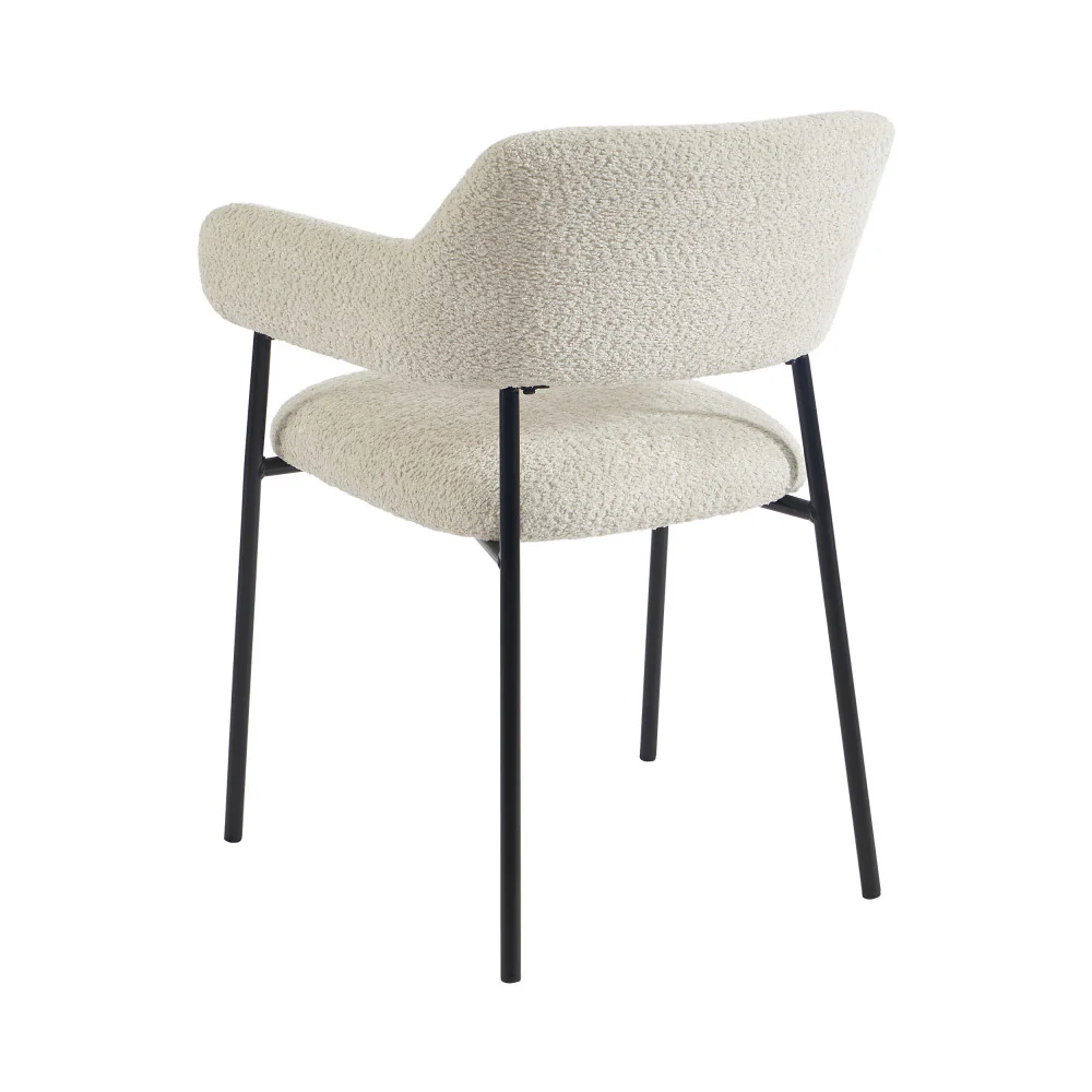 Céleste - Lot De 2 Fauteuils De Table - Tissu & Métal - Écru - Image 5