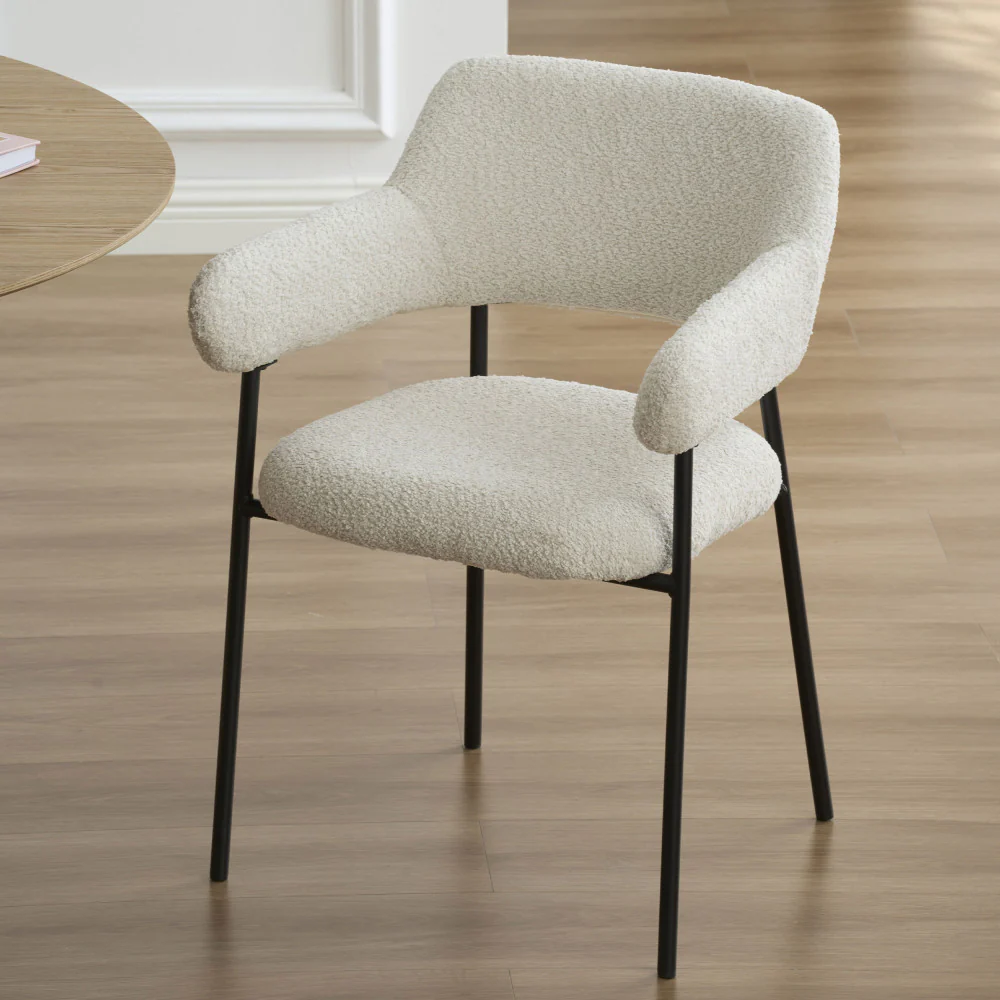 Céleste - Lot De 2 Fauteuils De Table - Tissu & Métal - Écru - Image 8