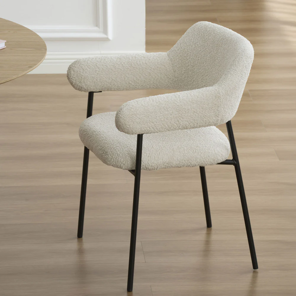 Céleste - Lot De 2 Fauteuils De Table - Tissu & Métal - Écru - Image 9