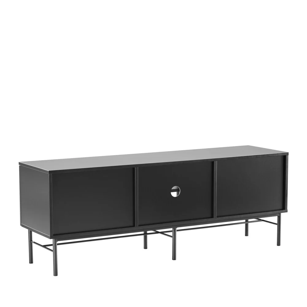 Molly - Meuble Tv 2 Portes, 2 Niches Et Métal - Bois - Noir - Image 5