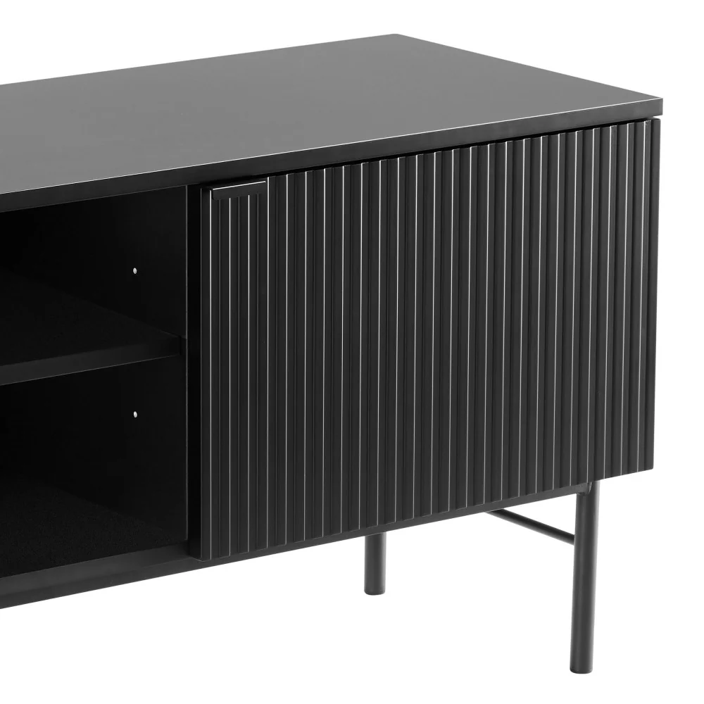 Molly - Meuble Tv 2 Portes, 2 Niches Et Métal - Bois - Noir - Image 7