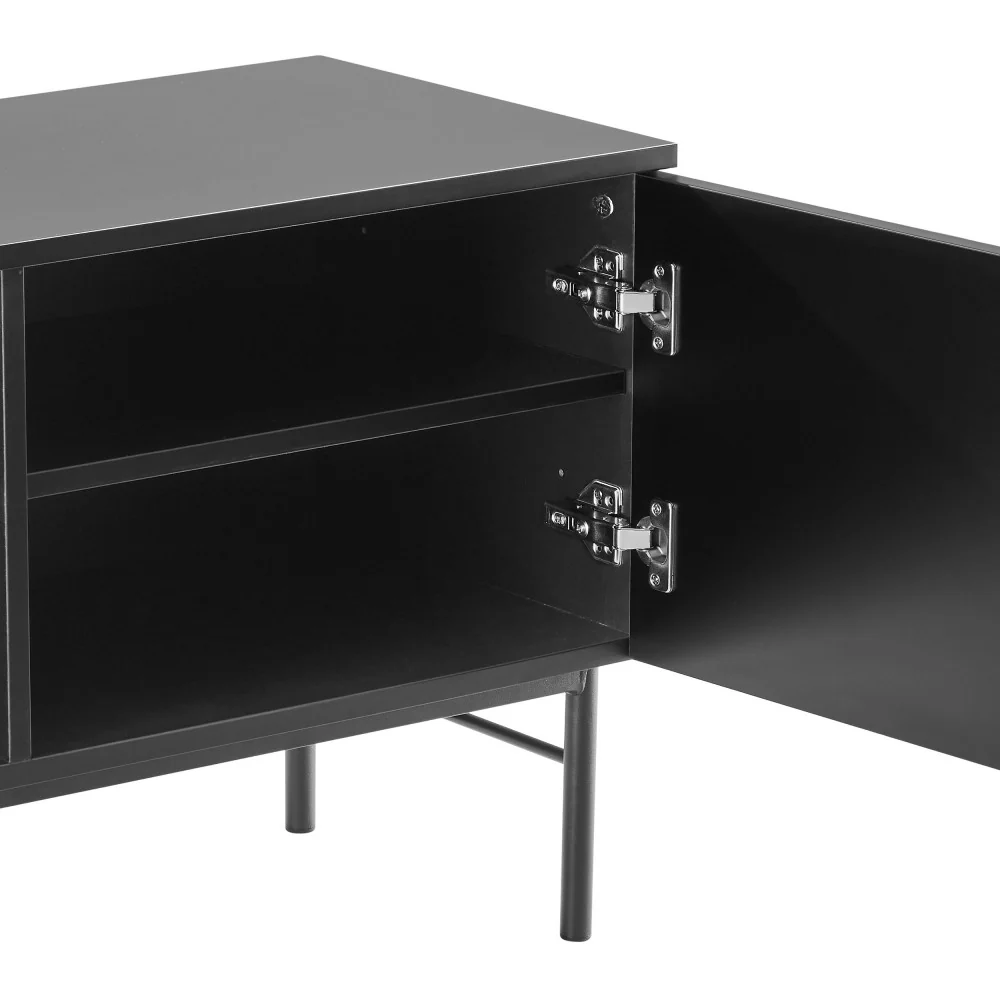 Molly - Meuble Tv 2 Portes, 2 Niches Et Métal - Bois - Noir - Image 9