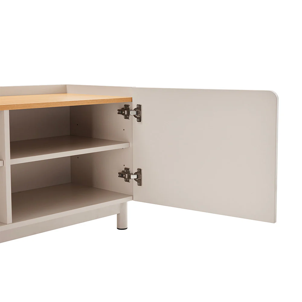 Stanley - Meuble TV 2 Portes Et Métal - Bois - Beige - Image 10