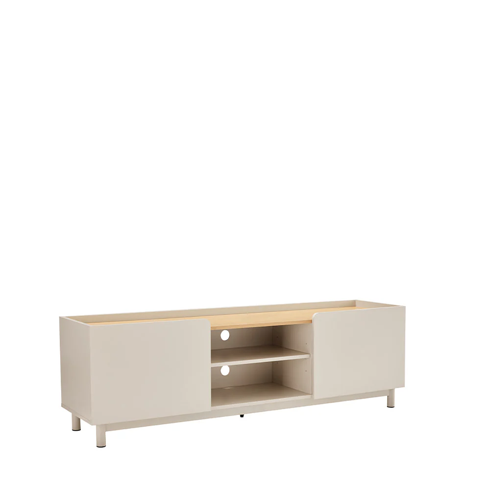 Stanley - Meuble TV 2 Portes Et Métal - Bois - Beige - Image 3