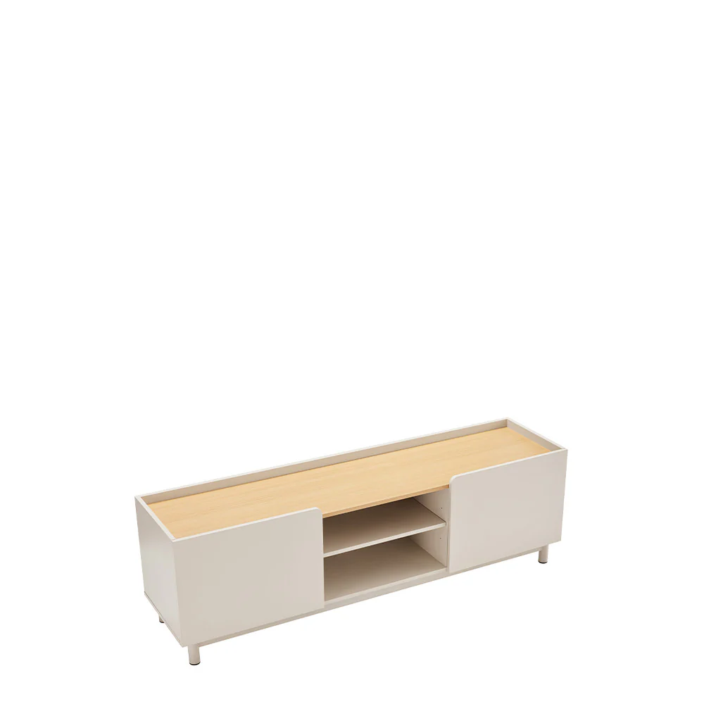 Stanley - Meuble TV 2 Portes Et Métal - Bois - Beige - Image 4
