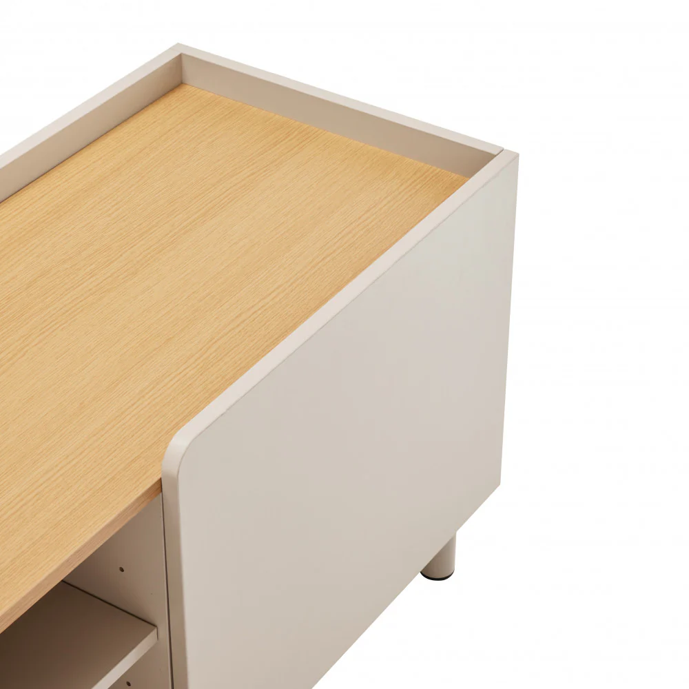 Stanley - Meuble TV 2 Portes Et Métal - Bois - Beige - Image 9