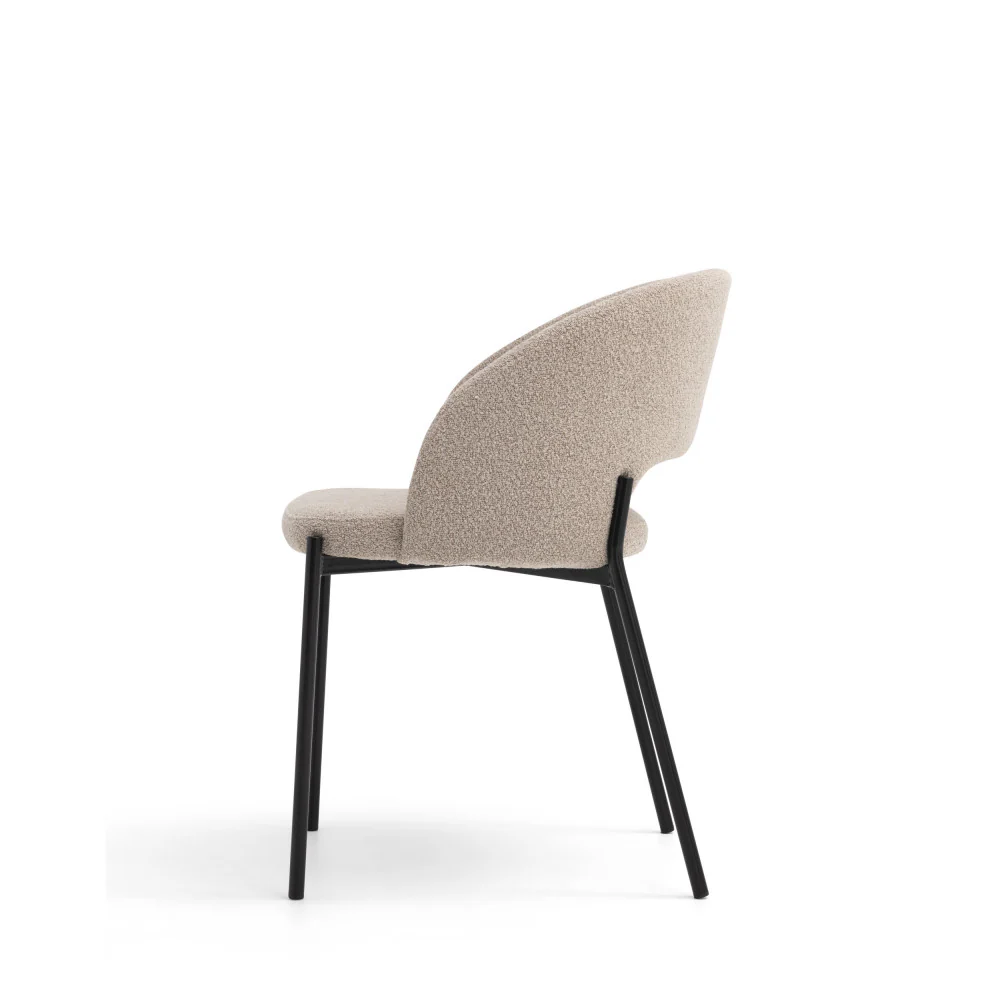 Soren - Lot De 2 Chaises - Tissu Bouclette & Métal - Beige chiné - Image 3