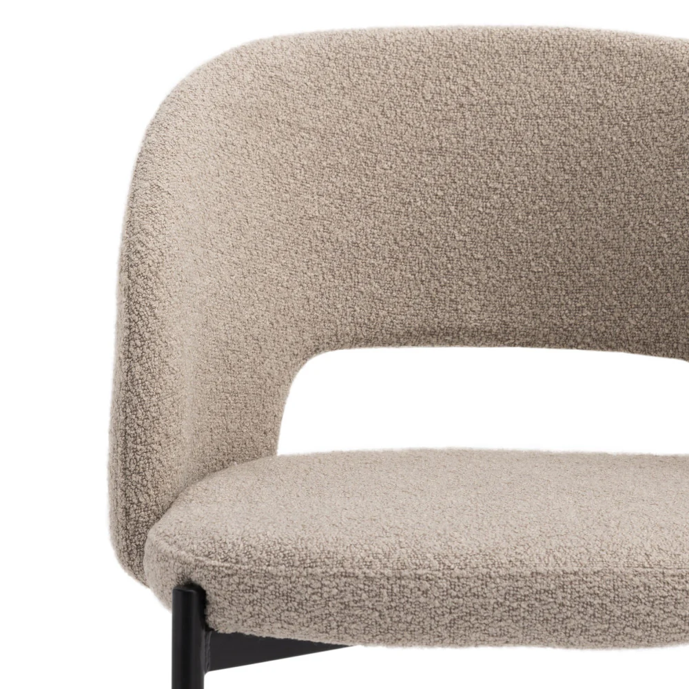 Soren - Lot De 2 Chaises - Tissu Bouclette & Métal - Beige chiné - Image 4