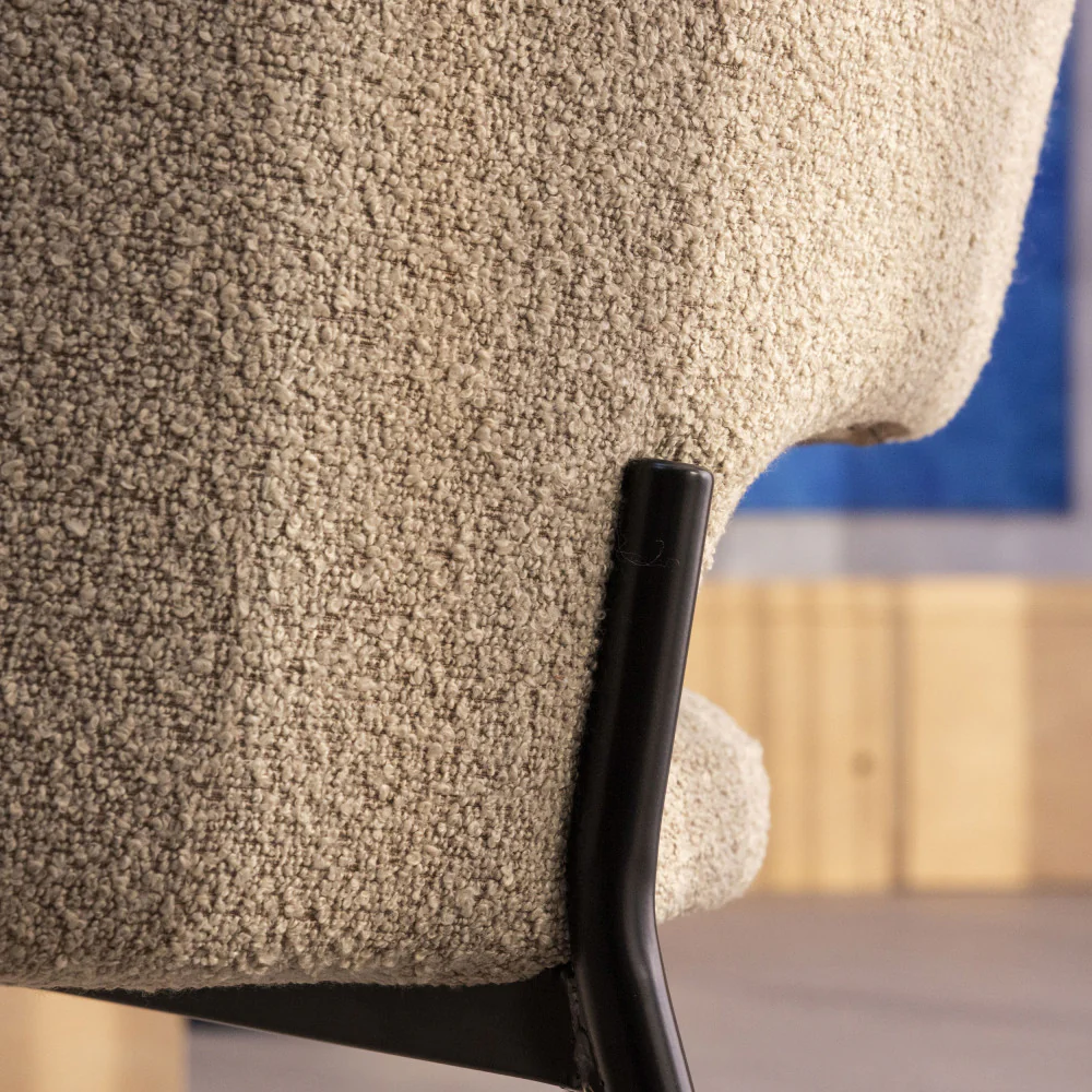 Soren - Lot De 2 Chaises - Tissu Bouclette & Métal - Beige chiné - Image 6