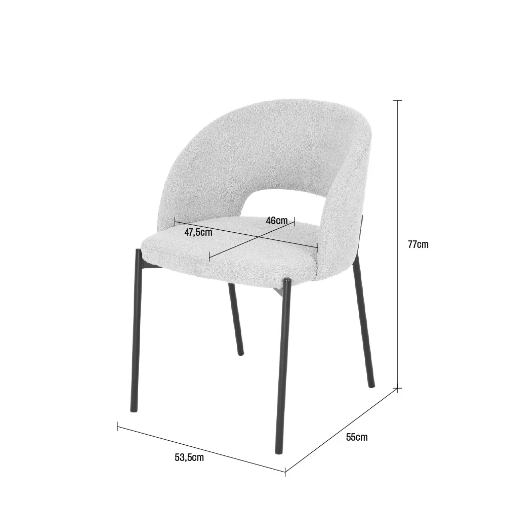 Soren - Lot De 2 Chaises - Tissu Bouclette & Métal - Beige chiné - Image 9