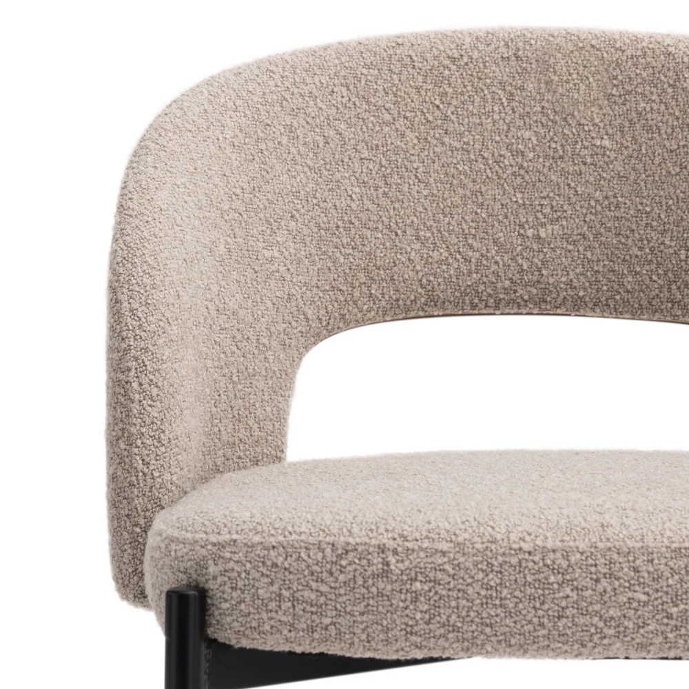 Soren - Lot De 2 Chaises De Bar - Tissu Bouclette & Métal - Beige chiné - Image 4