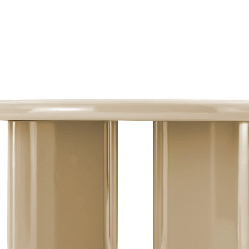 Glossi - Table À Manger 6 Personnes Ovale - Bois Laqué - Grège - Image 10