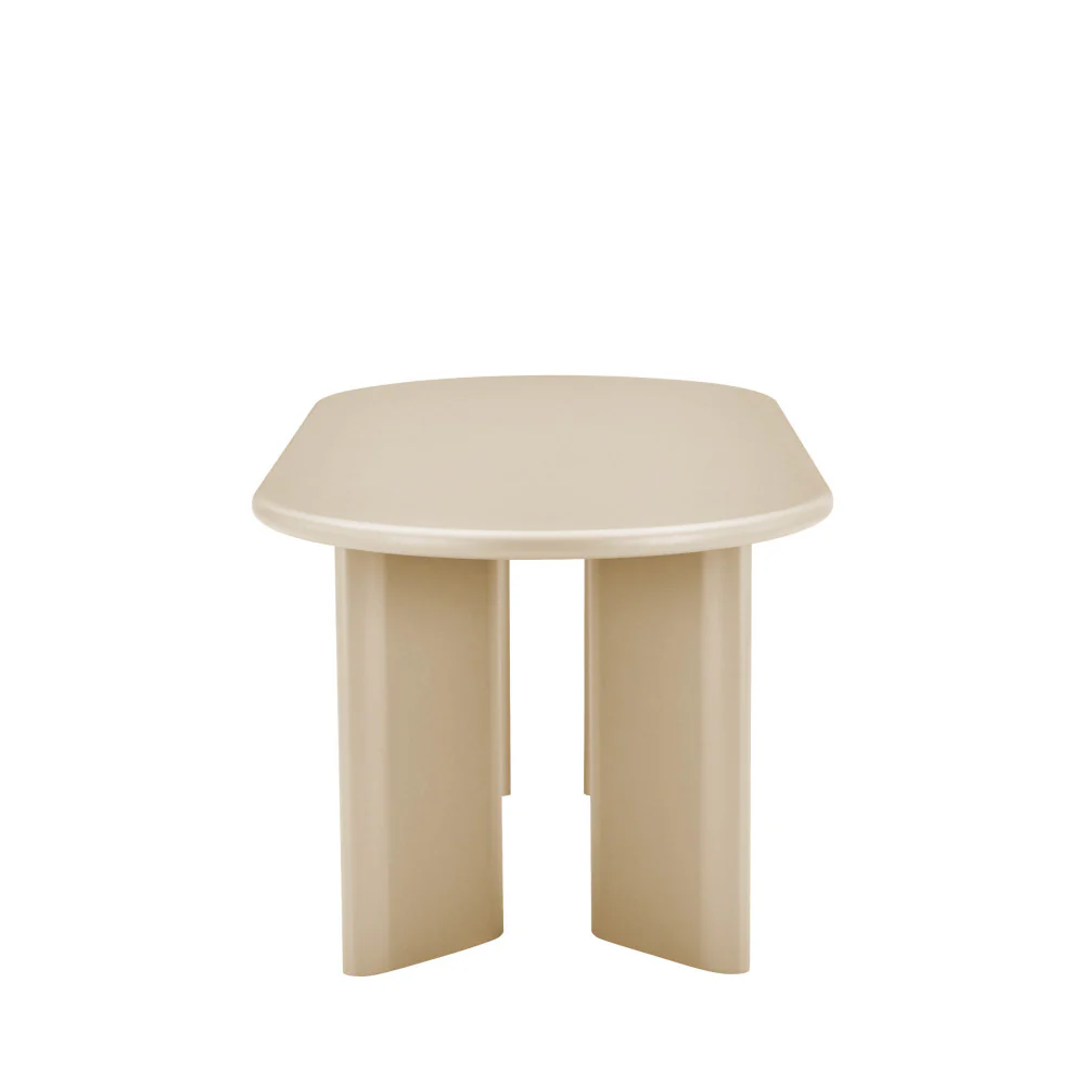 Glossi - Table À Manger 6 Personnes Ovale - Bois Laqué - Grège - Image 5