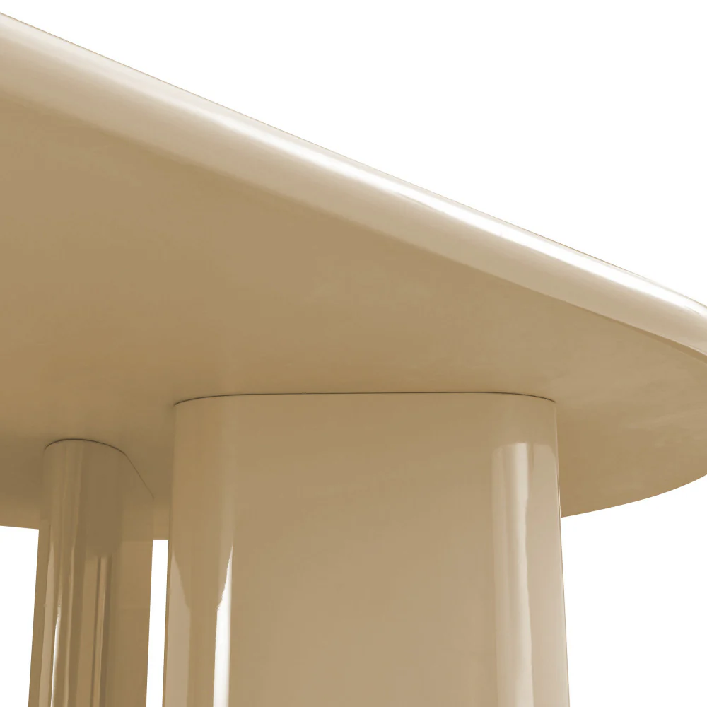 Glossi - Table À Manger 6 Personnes Ovale - Bois Laqué - Grège - Image 8