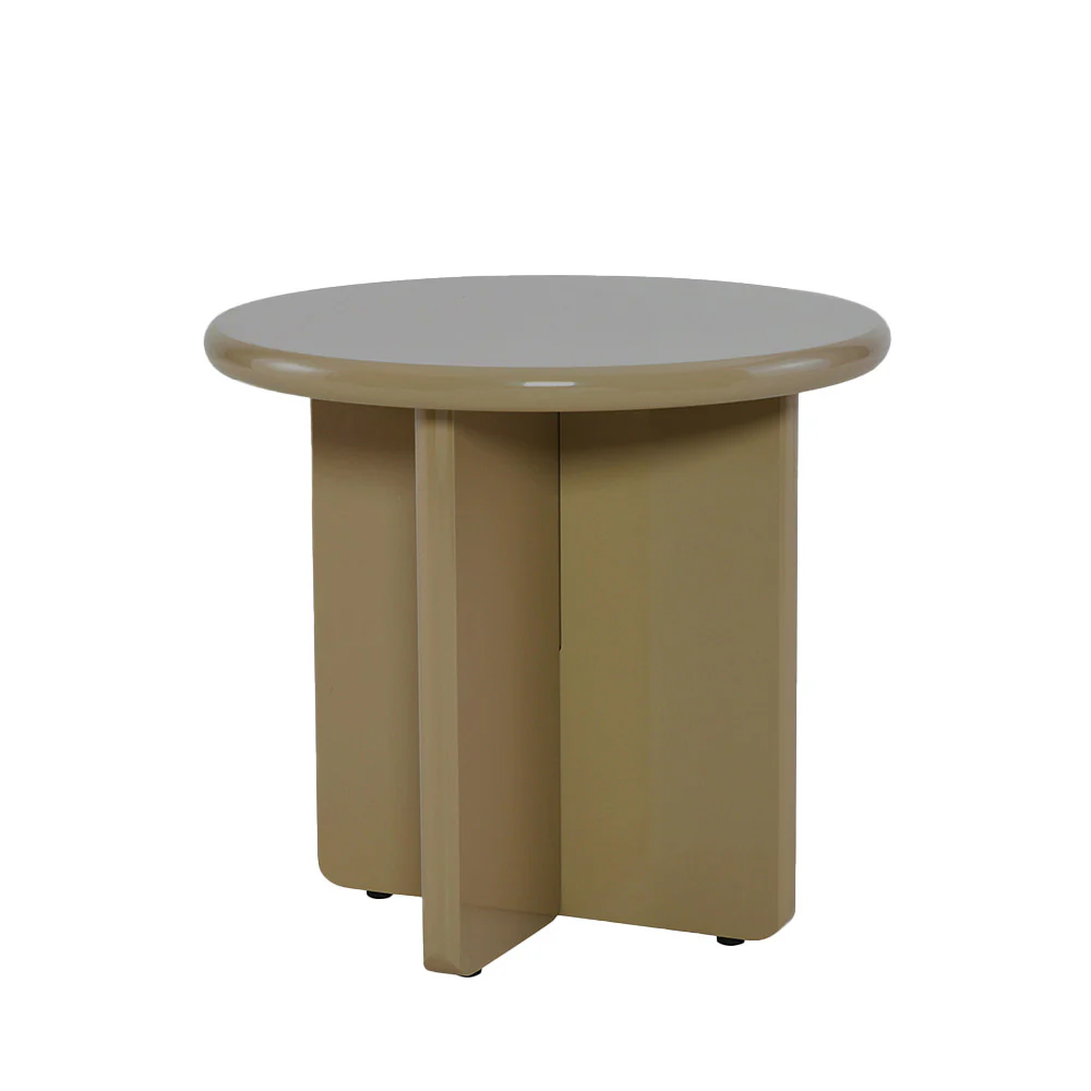 Paloma - Table D'appoint Ronde - Bois Laqué - Marron - Image 3