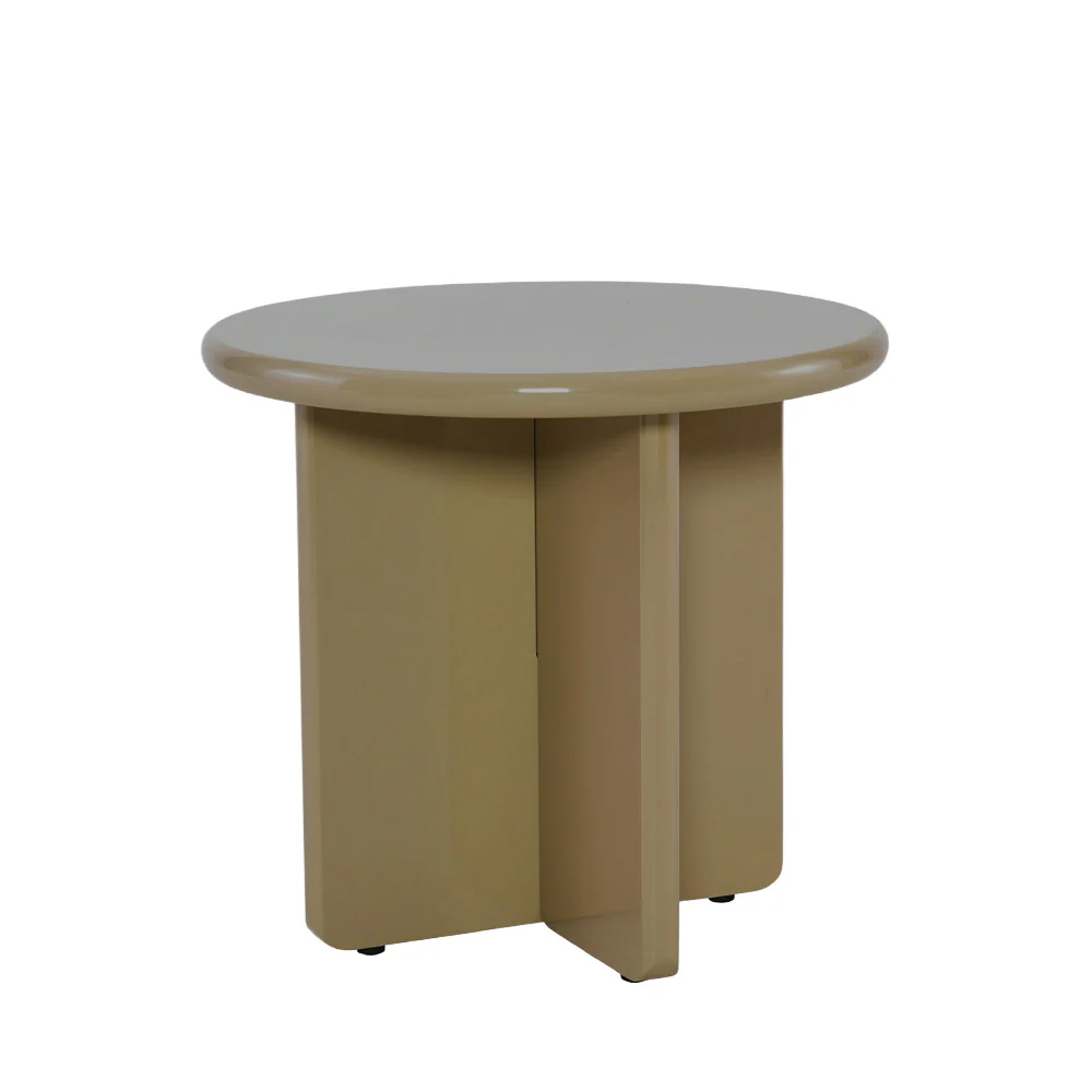 Paloma - Table D'appoint Ronde - Bois Laqué - Marron - Image 5