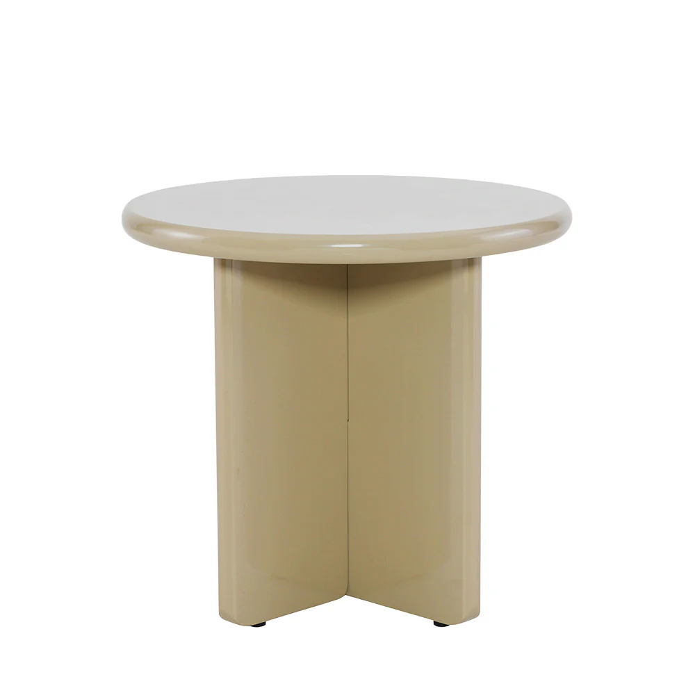 Paloma - Table D'appoint Ronde - Bois Laqué - Grège - Image 2