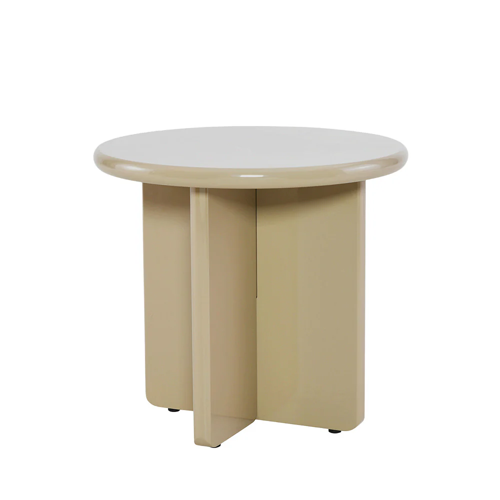 Paloma - Table D'appoint Ronde - Bois Laqué - Grège - Image 3