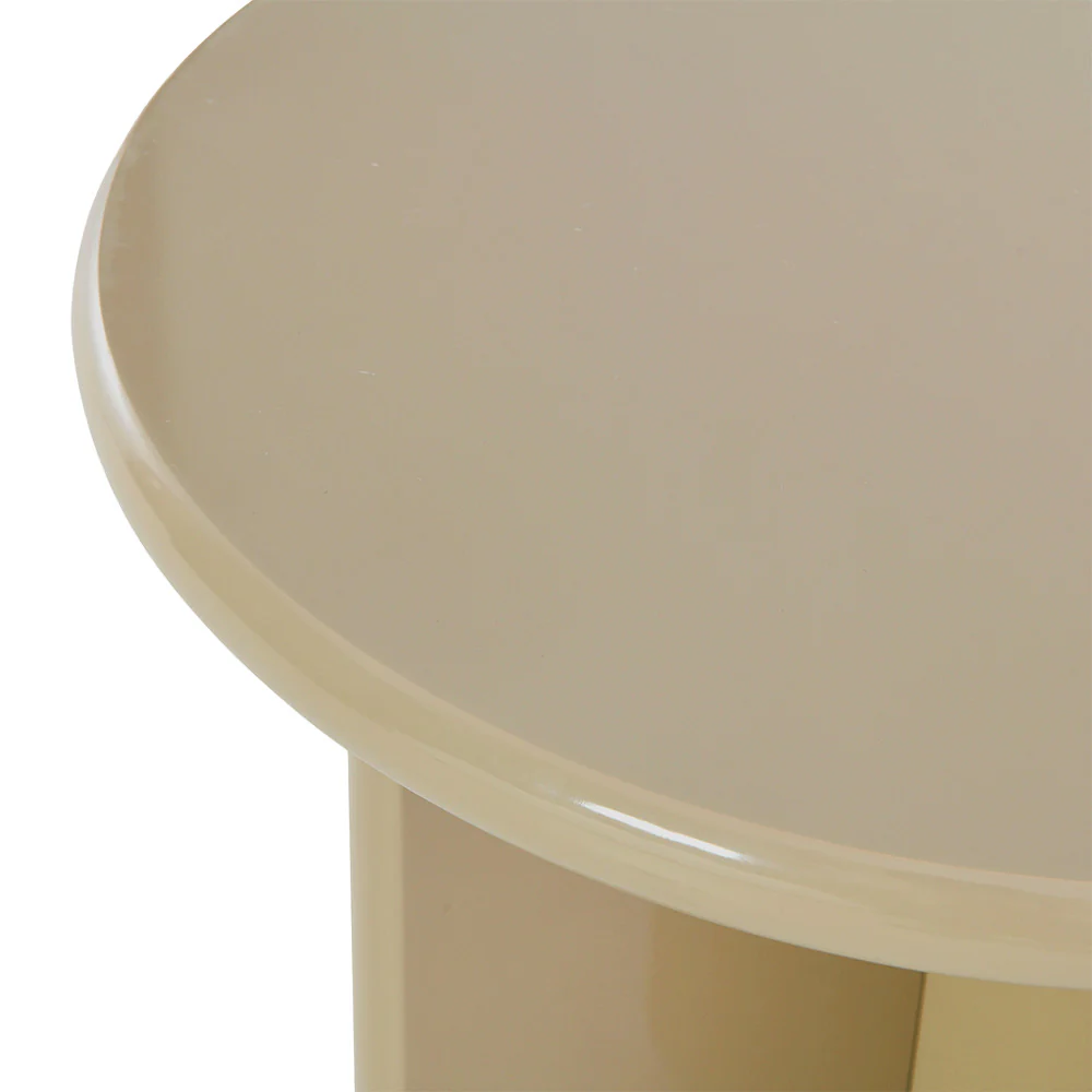 Paloma - Table D'appoint Ronde - Bois Laqué - Grège - Image 4