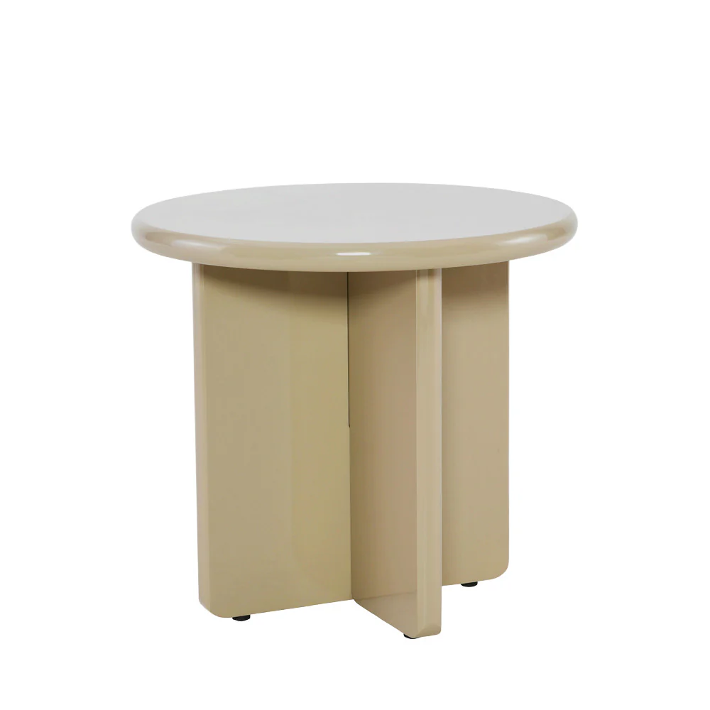 Paloma - Table D'appoint Ronde - Bois Laqué - Grège - Image 5