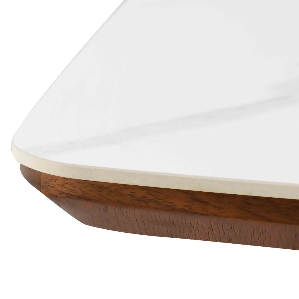 Reno - Table À Manger 8 Personnes - Effet Marbre & Bois - Bois foncé - Image 10