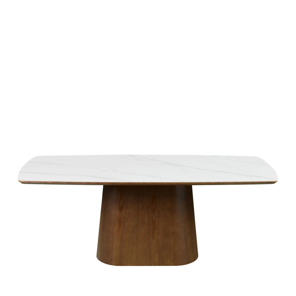 Reno - Table À Manger 8 Personnes - Effet Marbre & Bois - Bois foncé - Image 2