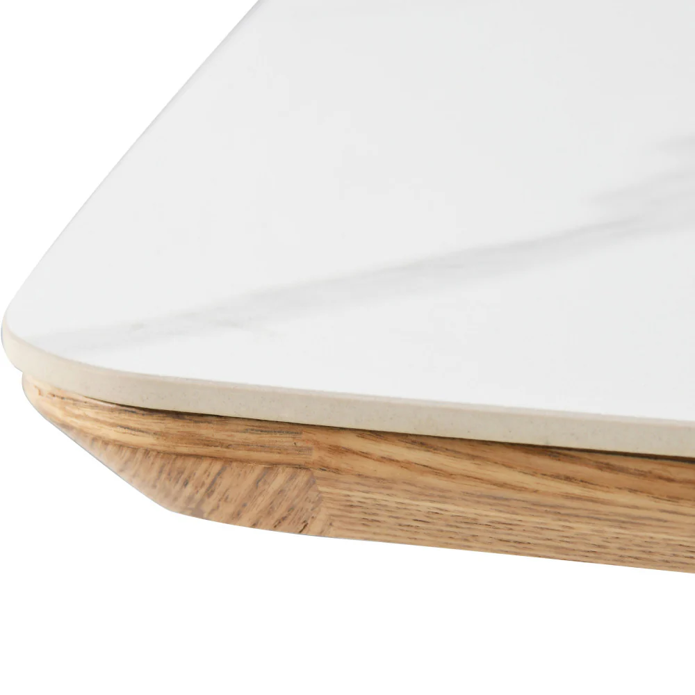 Reno - Table À Manger 8 Personnes - Effet Marbre & Bois - Bois clair - Image 10