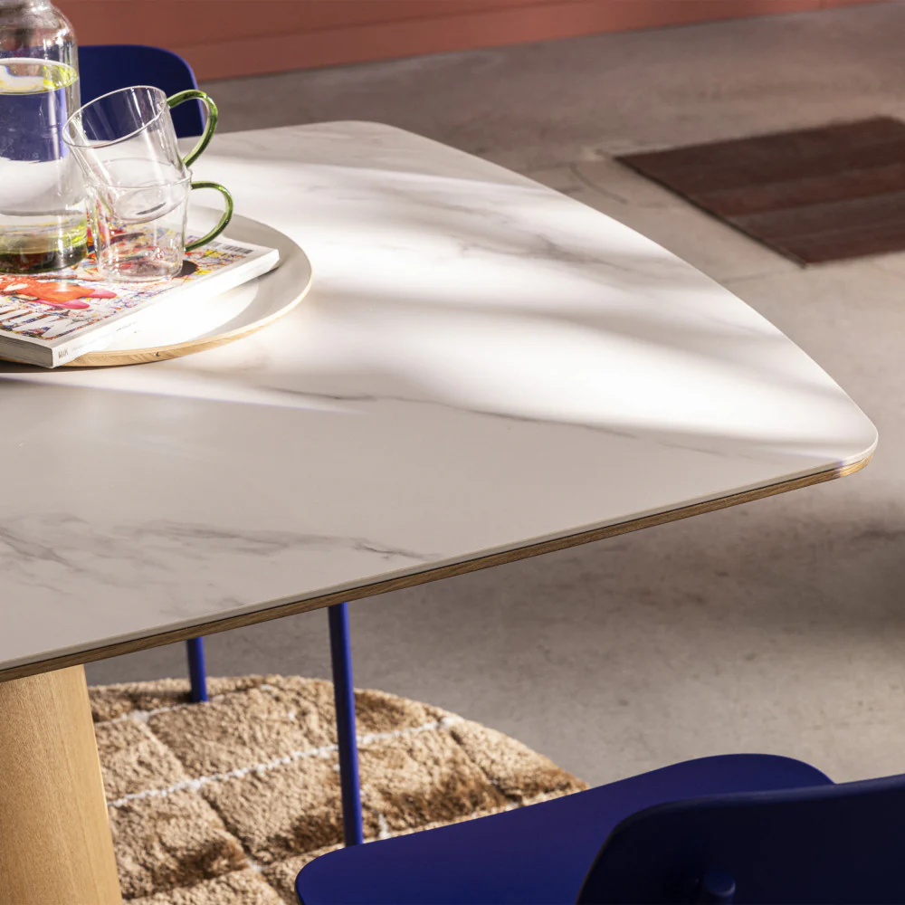 Reno - Table À Manger 8 Personnes - Effet Marbre & Bois - Bois clair - Image 8