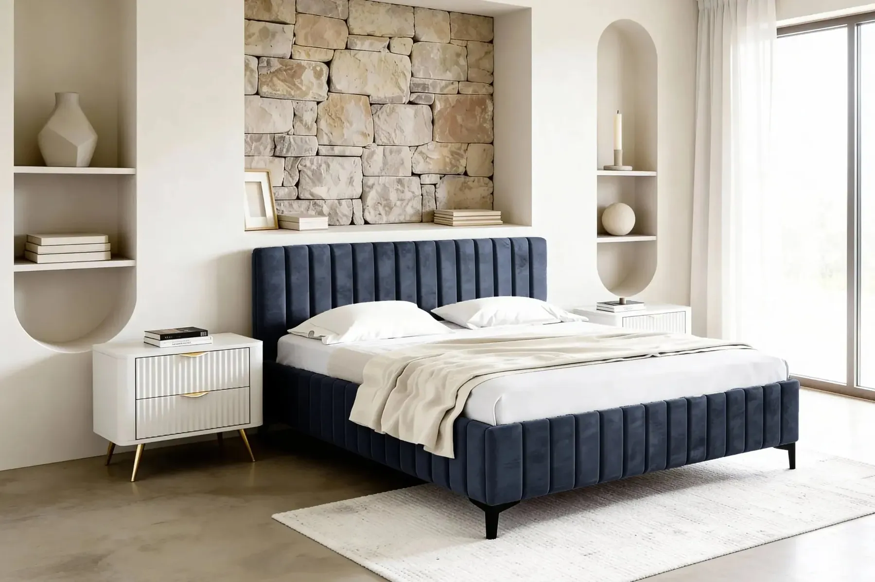 Eden - Lit Coffre Tissu Velours 140X200Cm - Image 10