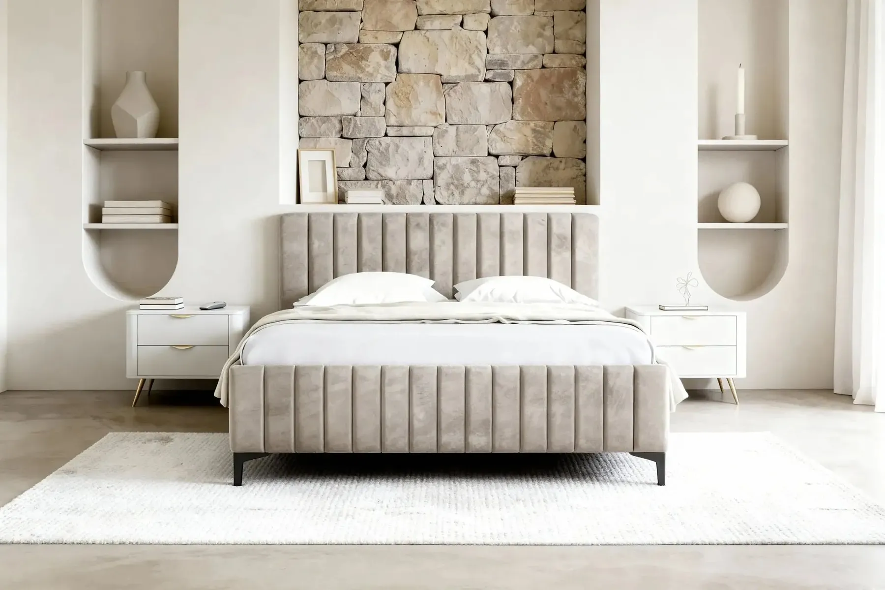 Eden - Lit Coffre Tissu Velours 140X200Cm - Image 2