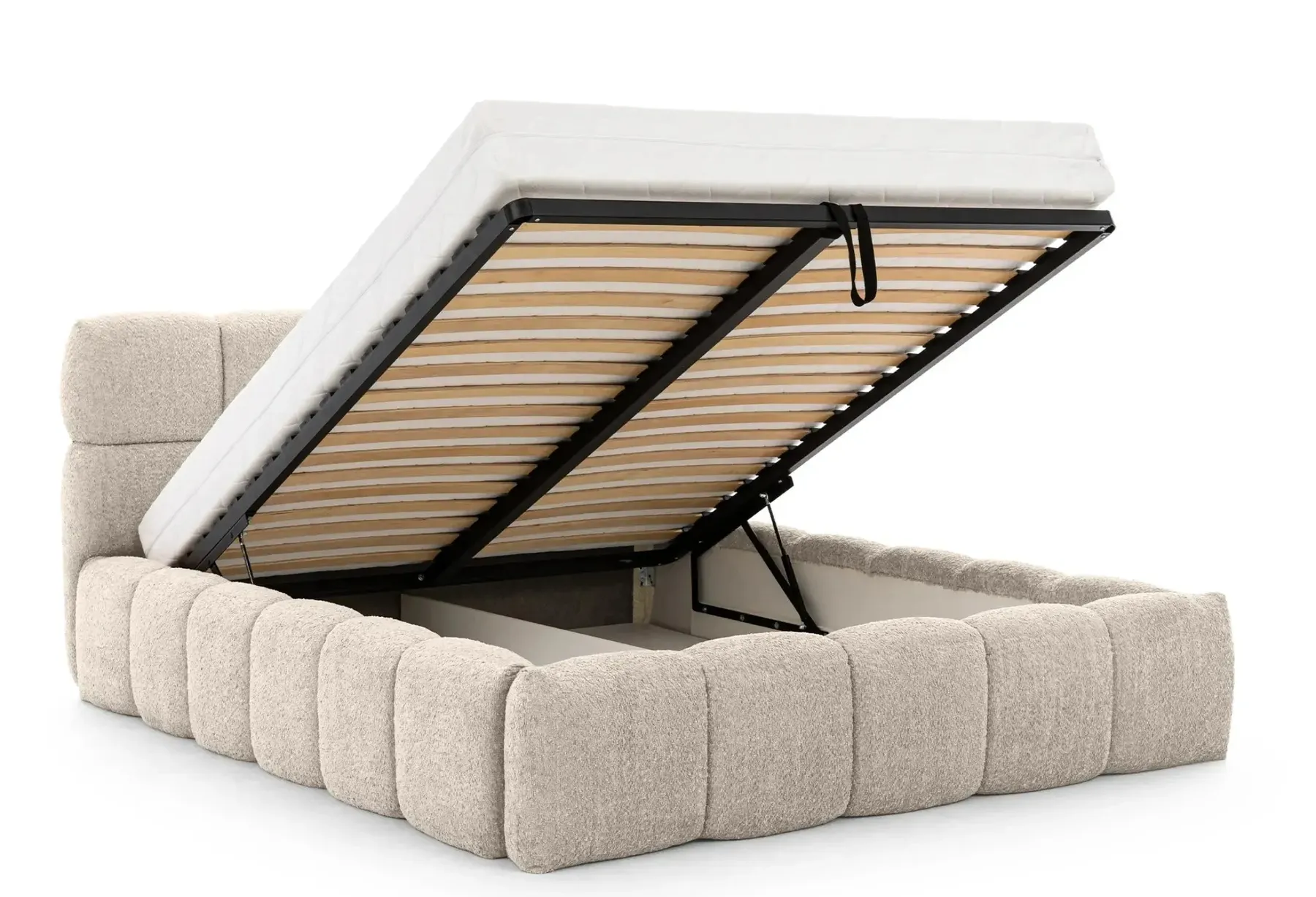 Elise - Lit Coffre Tissu Bouclette 140X200Cm - Image 2
