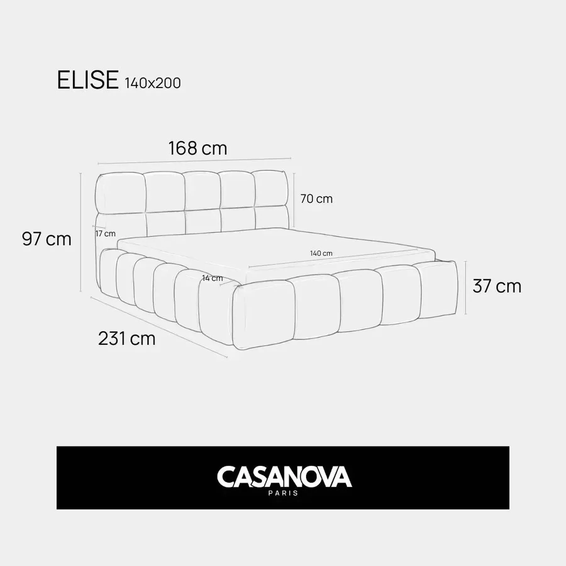 Elise - Lit Coffre Tissu Bouclette 140X200Cm - Image 64