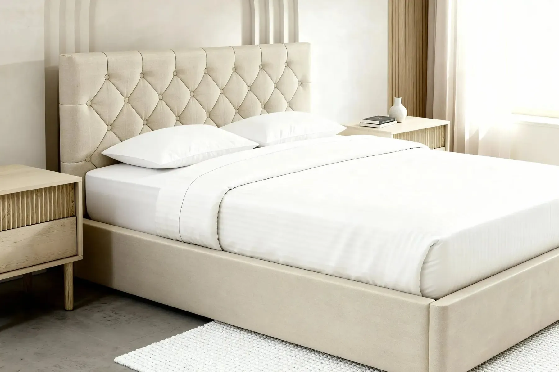 Emile - Lit Coffre Tissu Velours 140X200Cm - Image 3