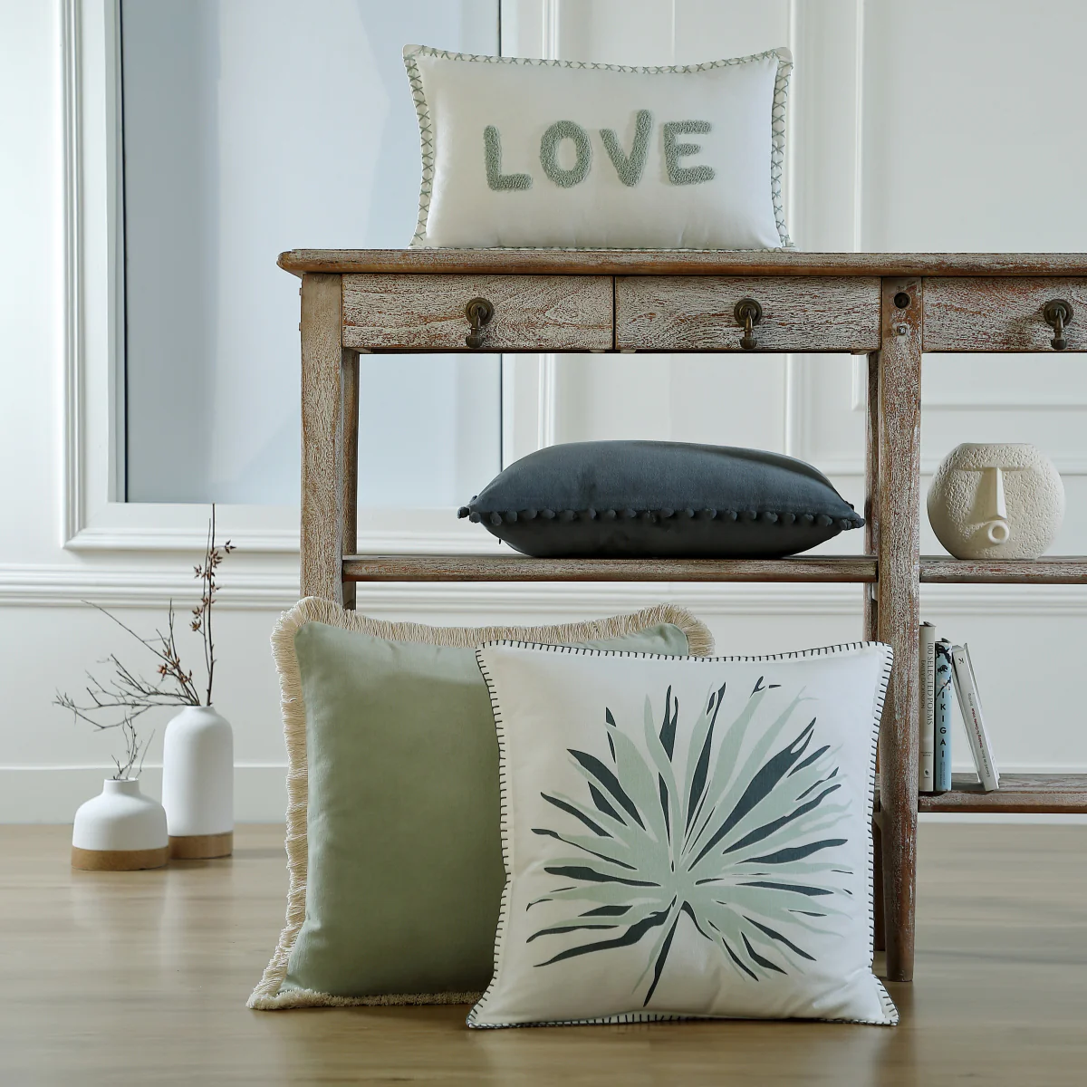 Housse De Coussin - Toile De Coton - Bleu Glacier - Xlove - Image 6