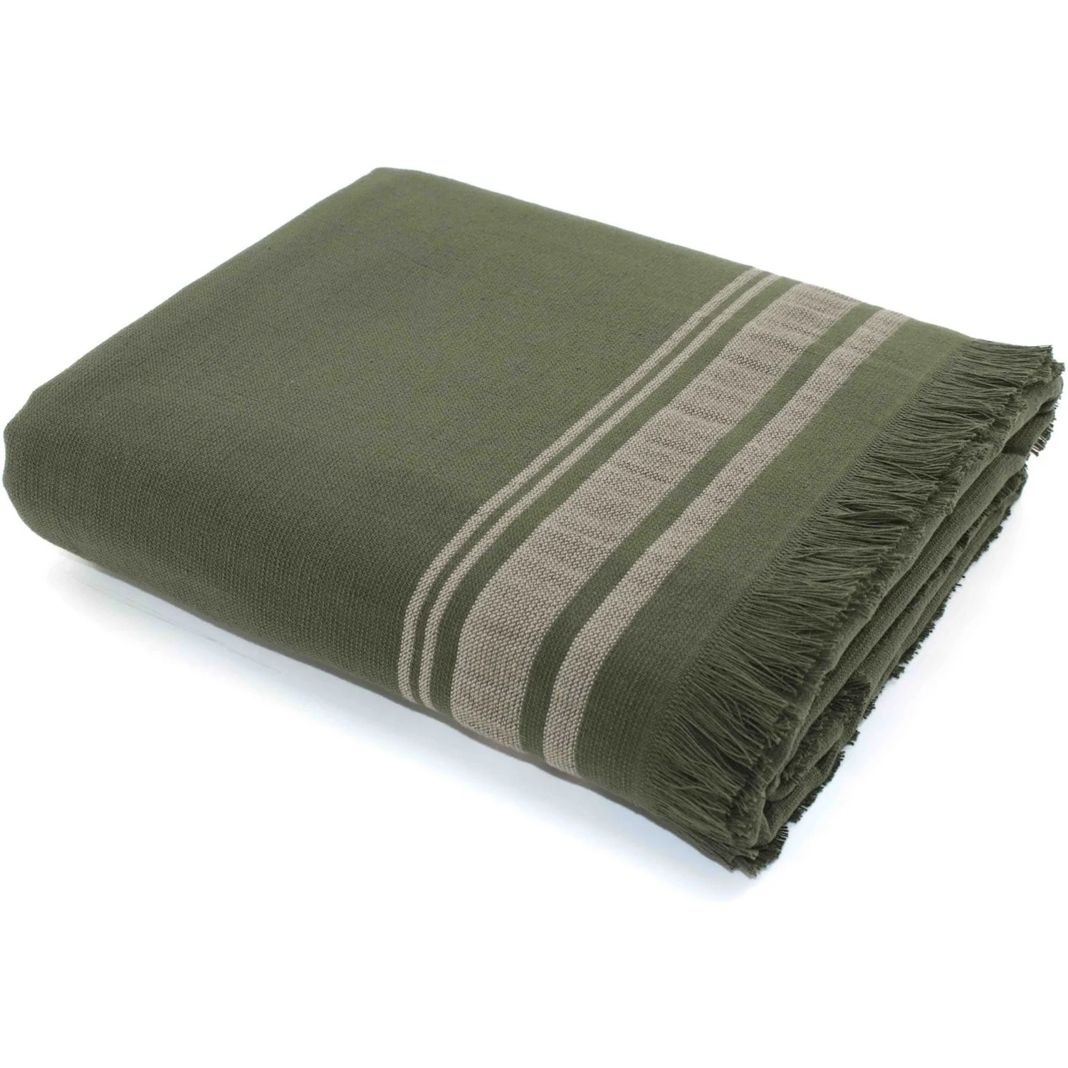 Fouta Éponge - Coton - Vert Kaki / Grège - Faro - Image 2