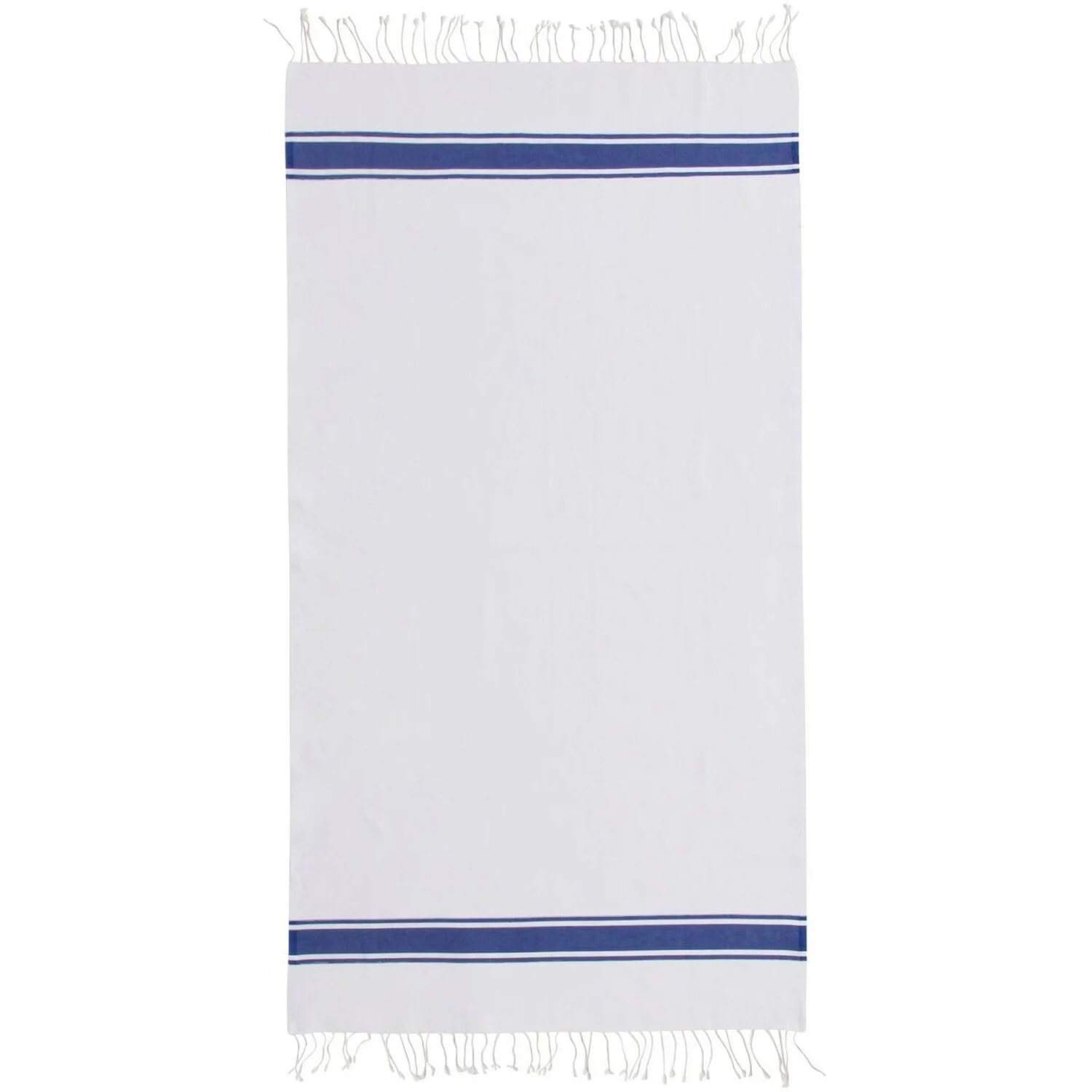 Fouta Blanche - Coton - Blanc / Bleu Grec - St Tropez - Image 7