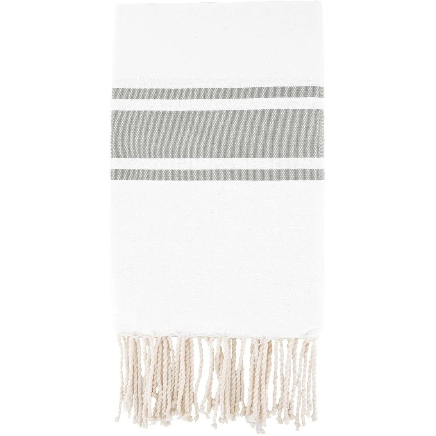 Fouta Blanche - Coton - Blanc / Gris Perle - St Tropez - Image 2