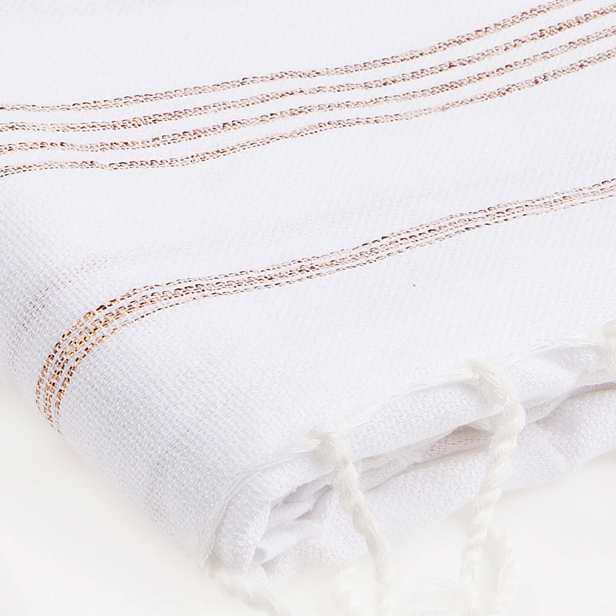 Fouta - Coton - Blanc / Cuivre - Mykonos - Image 3