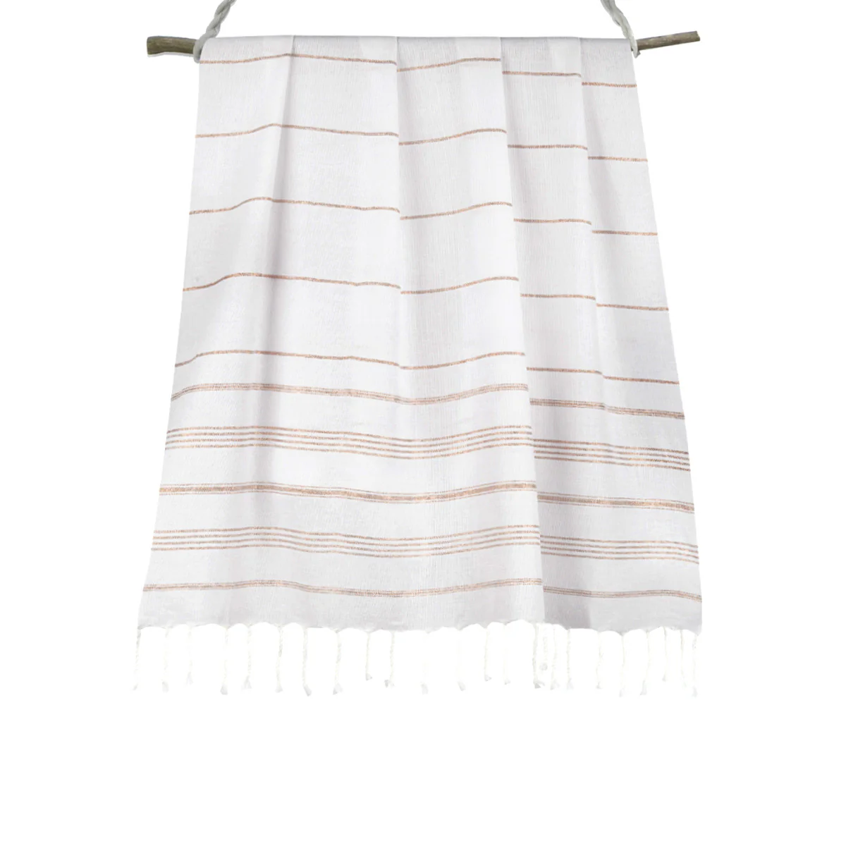 Fouta - Coton - Blanc / Cuivre - Mykonos - Image 4
