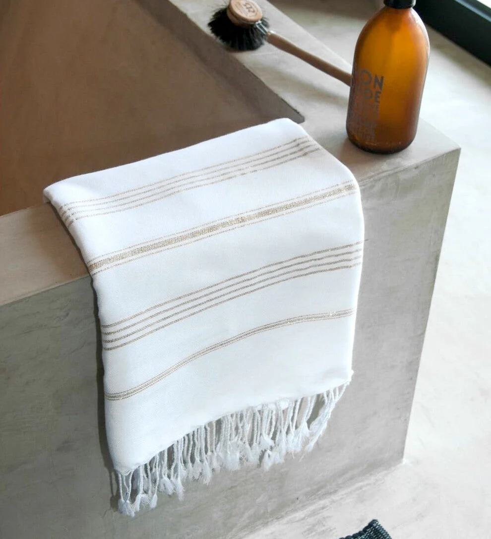 Fouta - Coton - Blanc / Or - Mykonos - Image 3