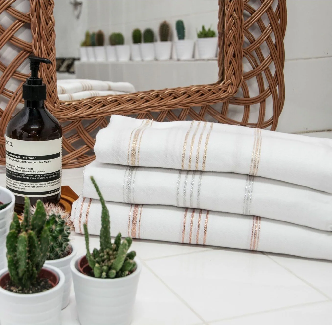 Fouta - Coton - Blanc / Or - Mykonos - Image 7