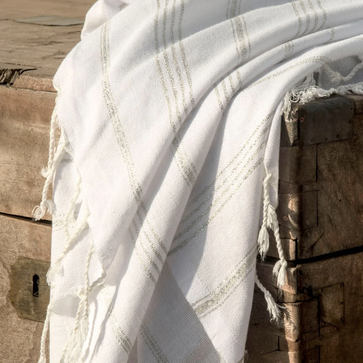 Fouta - Coton - Blanc / Argent - Mykonos - Image 3