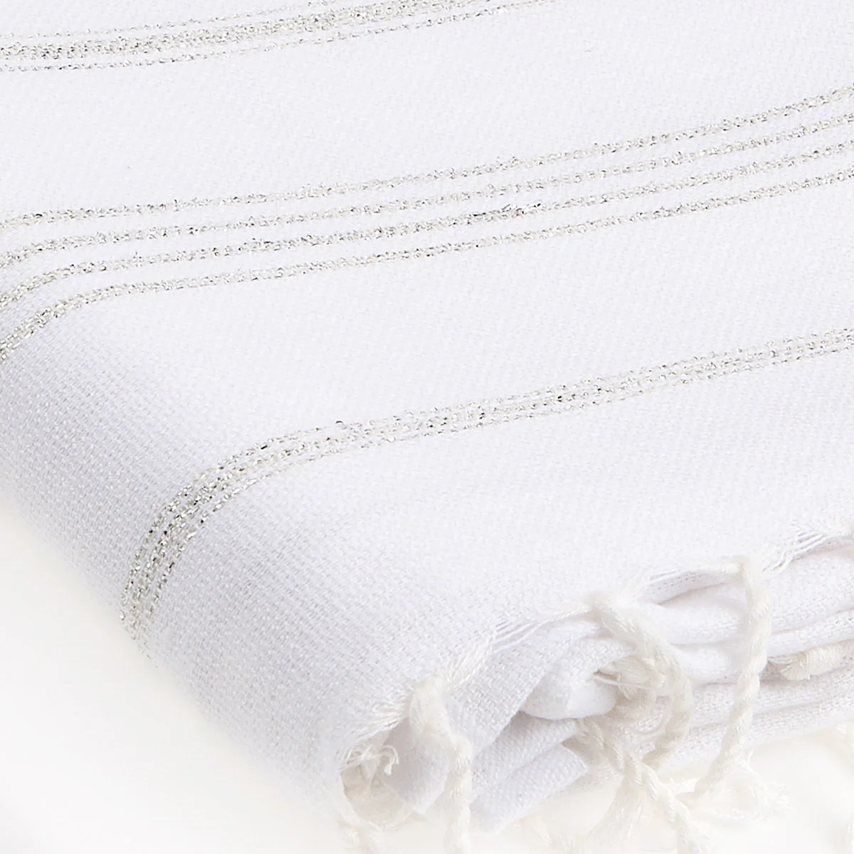 Fouta - Coton - Blanc / Argent - Mykonos - Image 4