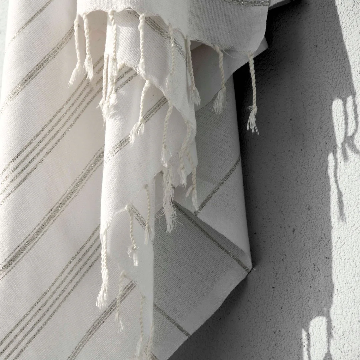 Fouta - Coton - Blanc / Argent - Mykonos - Image 5