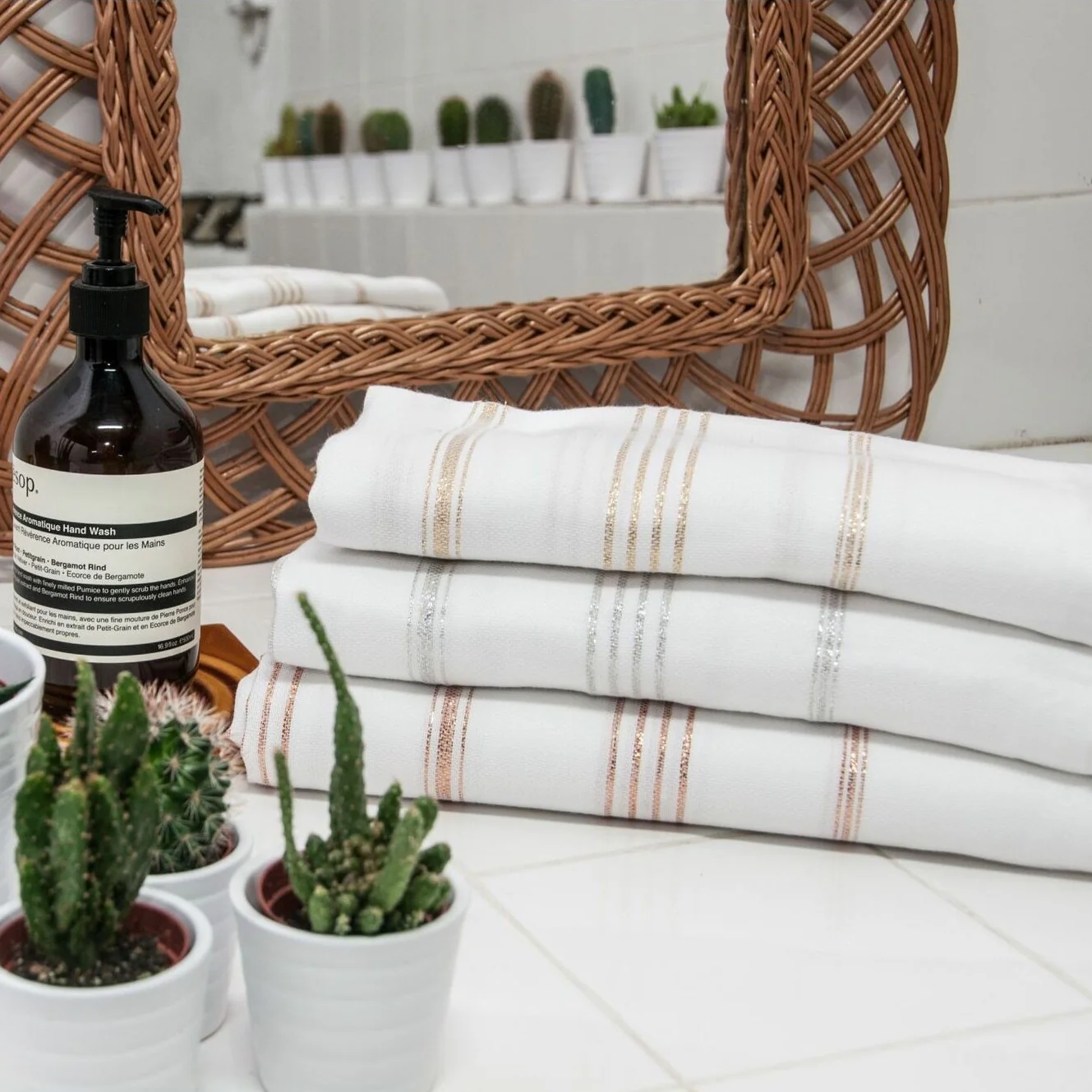 Fouta - Coton - Blanc / Argent - Mykonos - Image 6